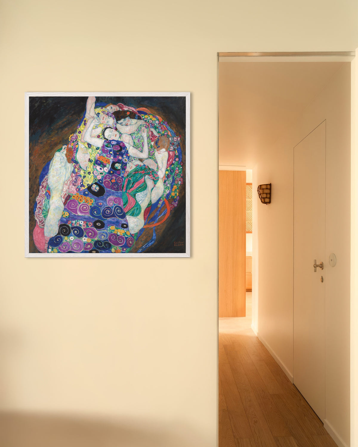 Poster La vergine (1913) di Gustav Klimt con cornice in legno bianco