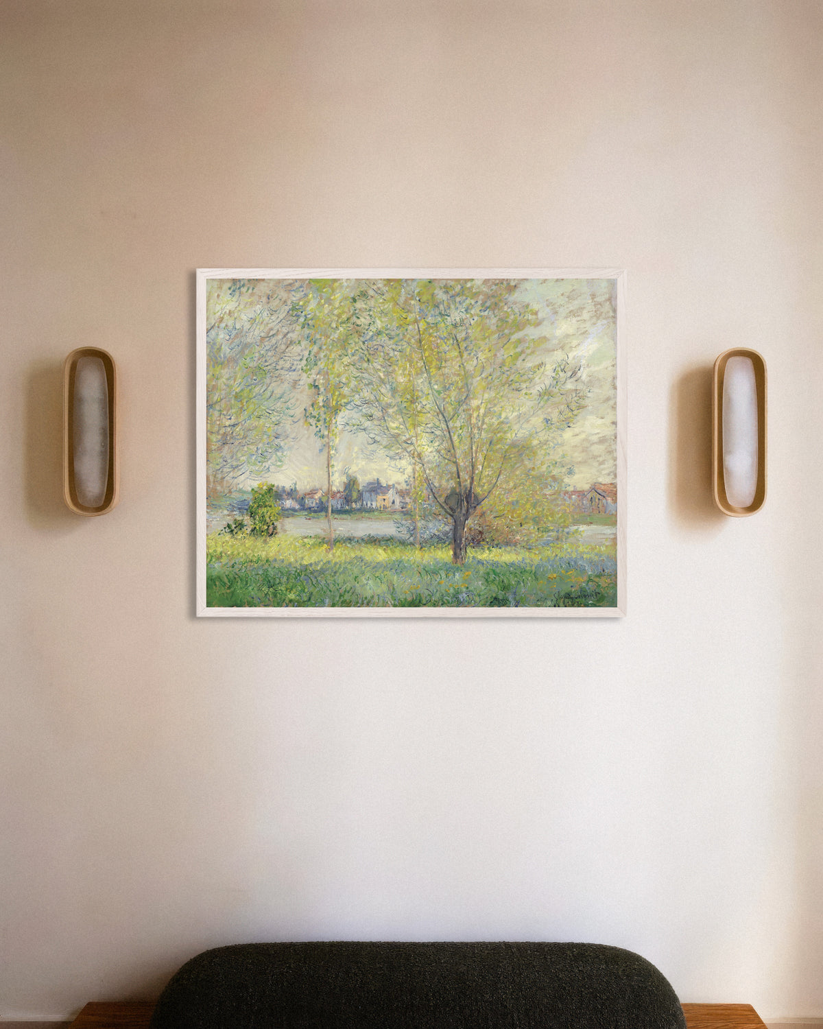 Poster I salici (1880) di Claude Monet con cornice in legno bianco