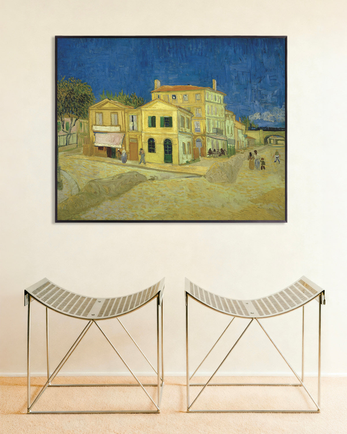 Poster di La casa gialla, La strada (1888) di Vincent van Gogh, con cornice in metallo