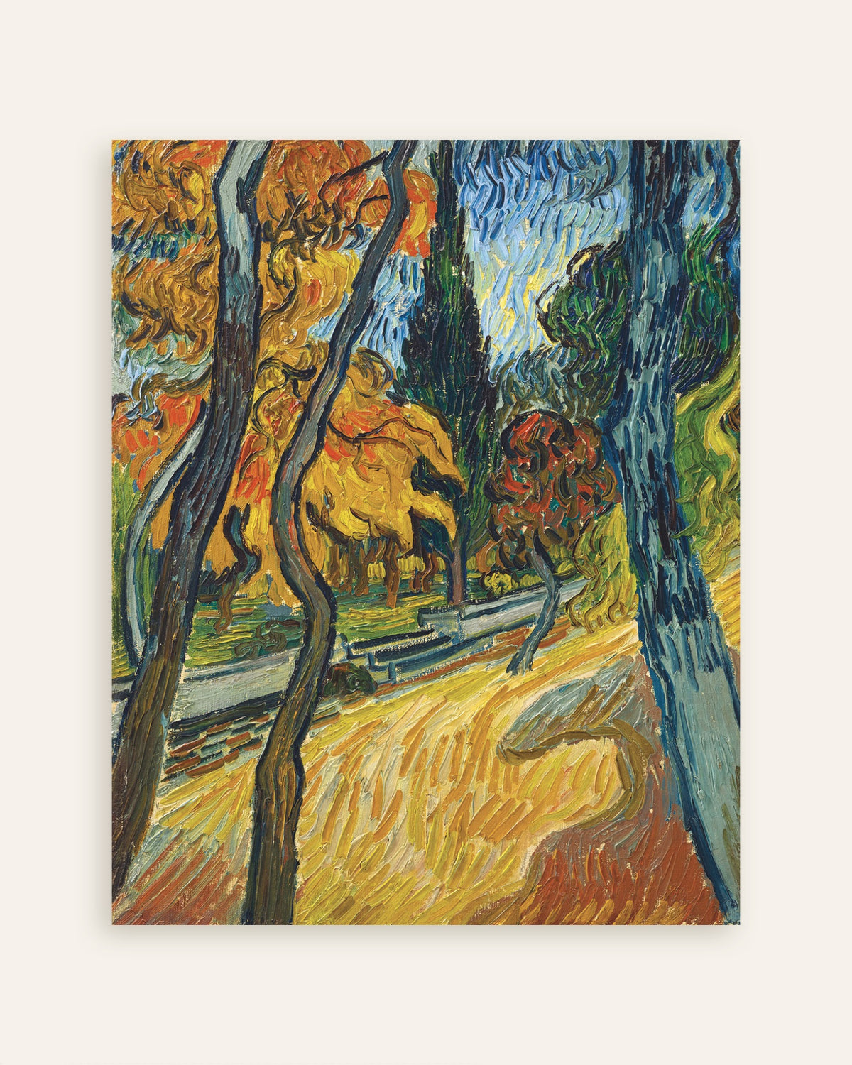 Poster di Alberi nel giardino del manicomio (1889) di Vincent van Gogh, miniatura