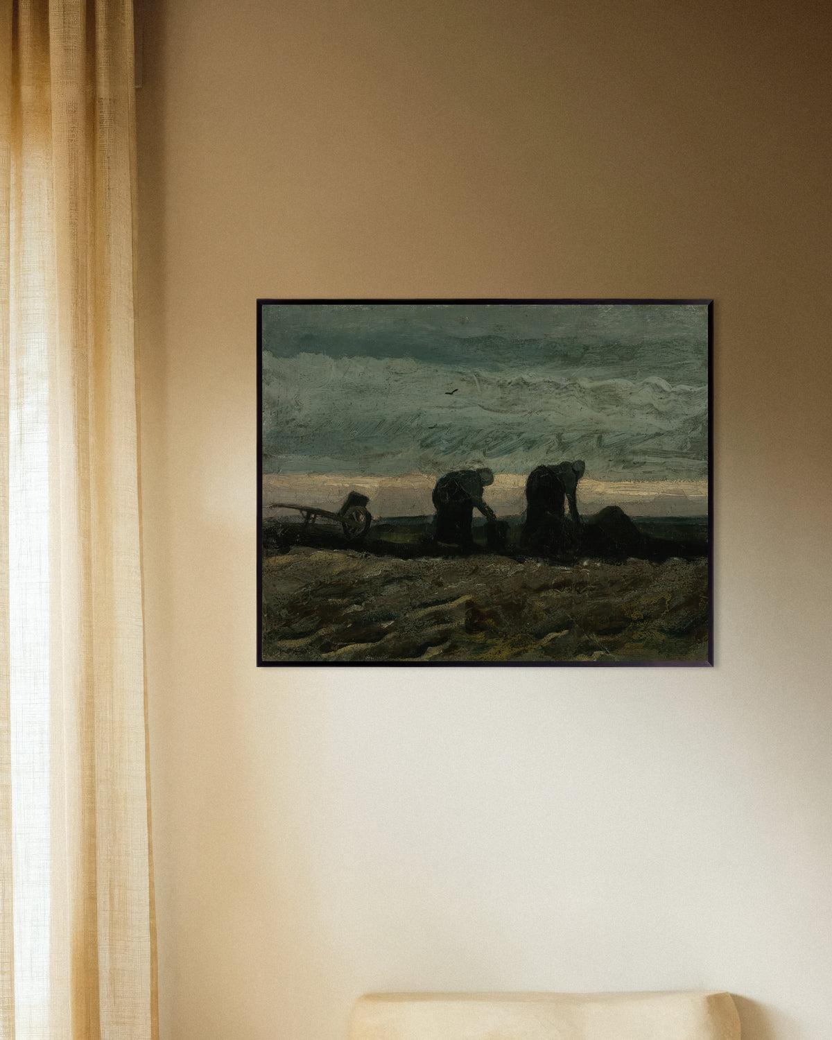 Poster di Due donne sulla brughiera (1883) di Vincent van Gogh, con cornice in metallo
