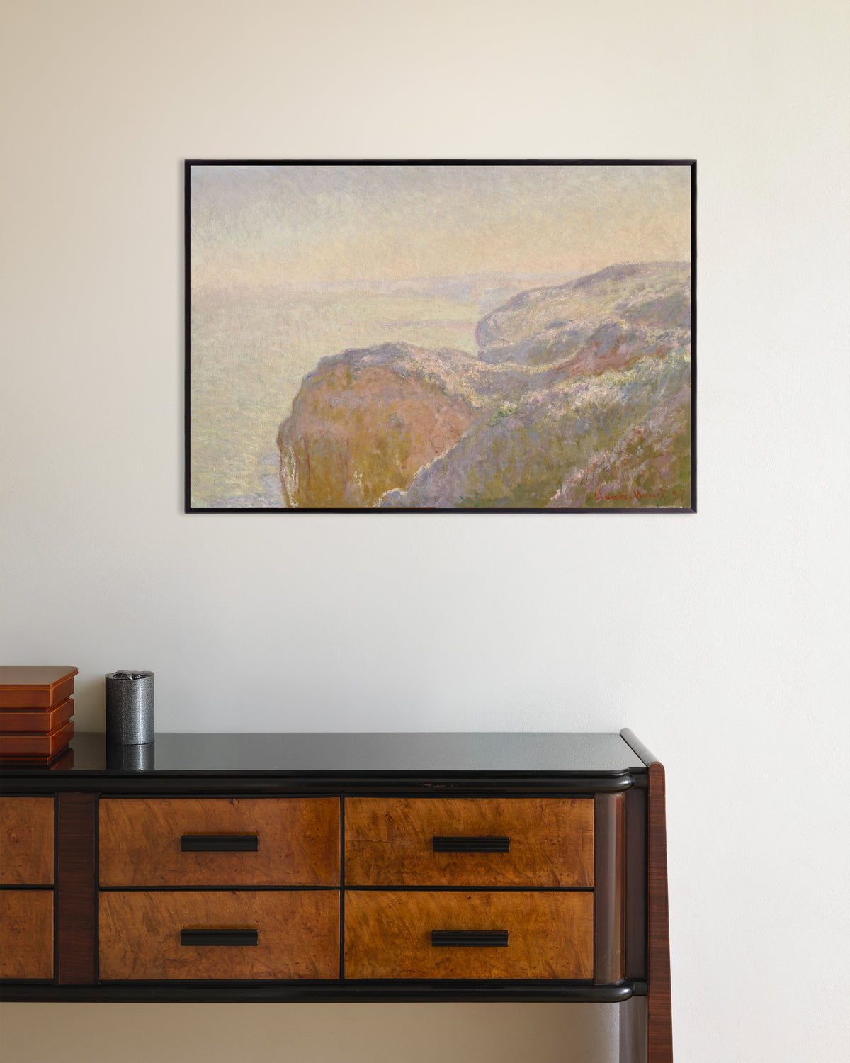 Poster Val-Saint-Nicolas, vicino a Dieppe, mattino (1897) di Claude Monet con cornice in metallo