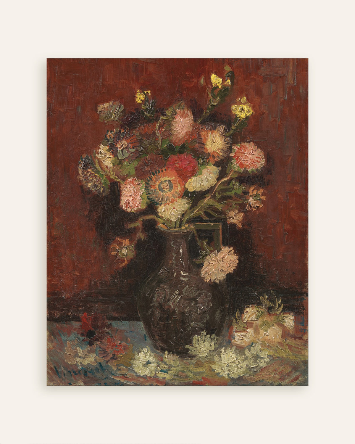 Poster di Vaso con astri cinesi e gladioli (1886) di Vincent van Gogh, miniatura