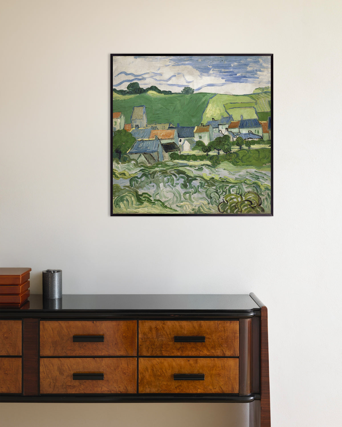 Poster di Veduta di Auvers (1890) di Vincent van Gogh, con cornice in metallo