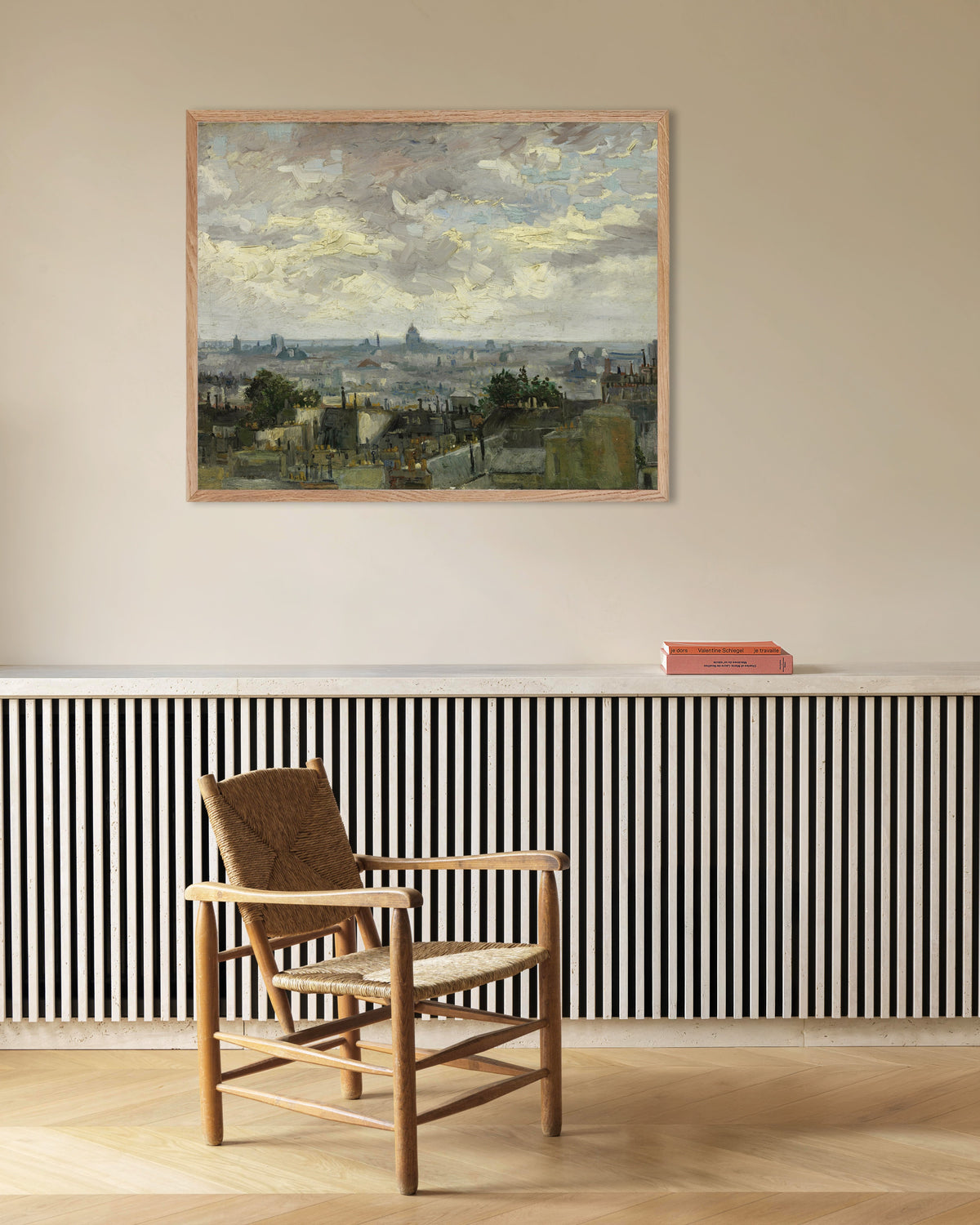 Poster di Veduta di Parigi (1886) di Vincent van Gogh, con cornice in legno naturale