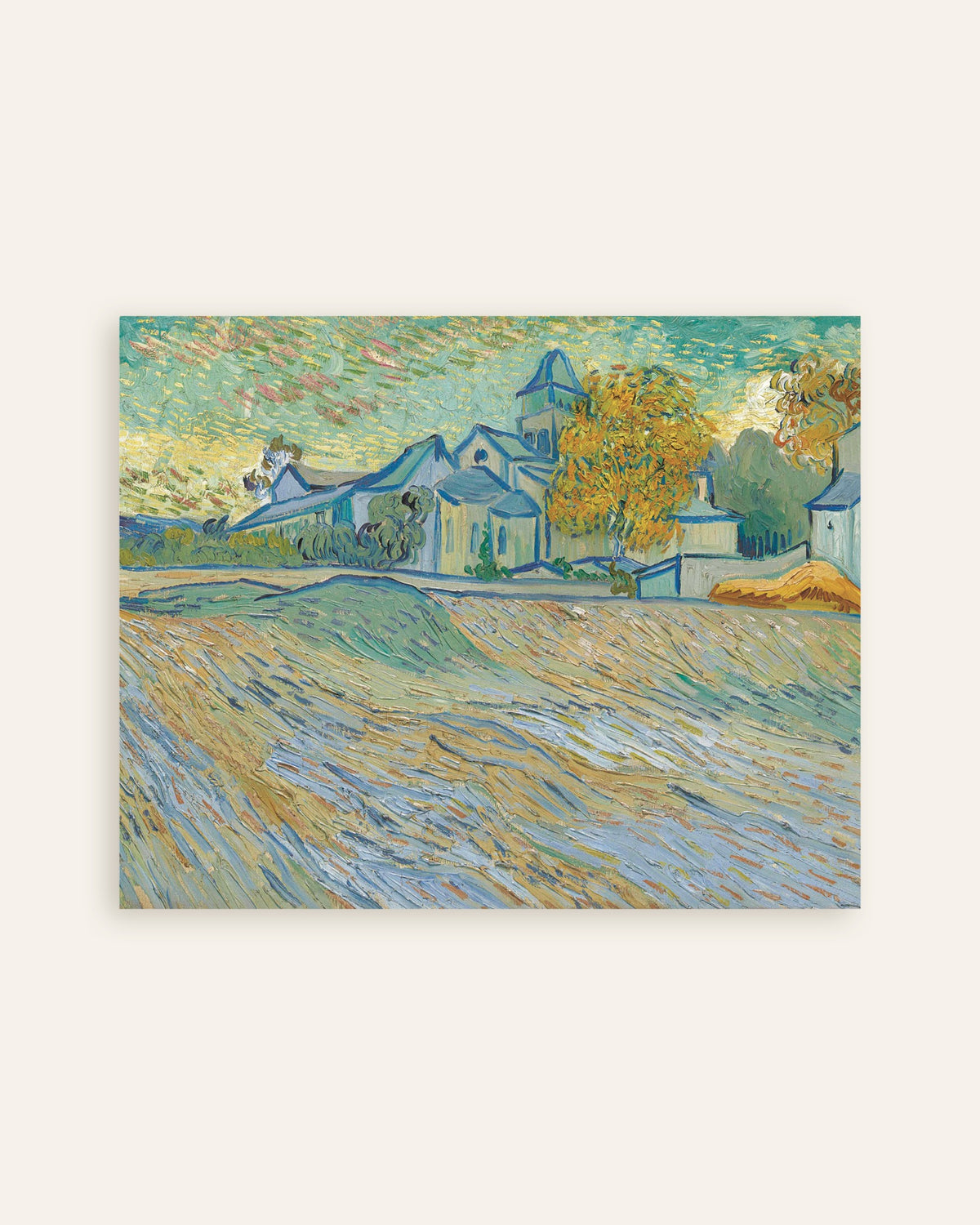 Poster di Veduta del manicomio e della cappella di Saint-Rémy (1889) di Vincent van Gogh, miniatura