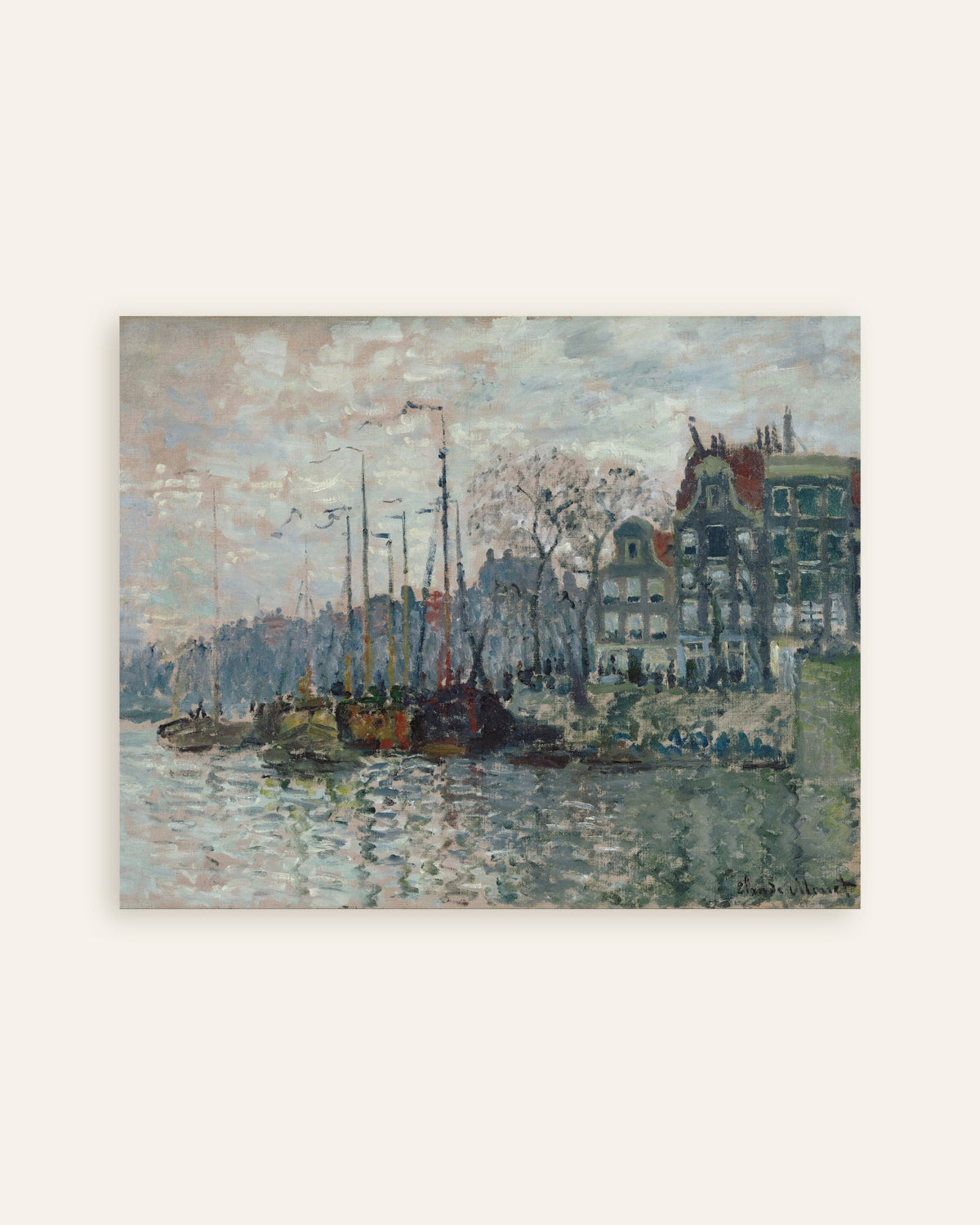 Poster Veduta della Prins Hendrikkade e del Kromme Waal ad Amsterdam (1874) di Claude Monet, miniatura