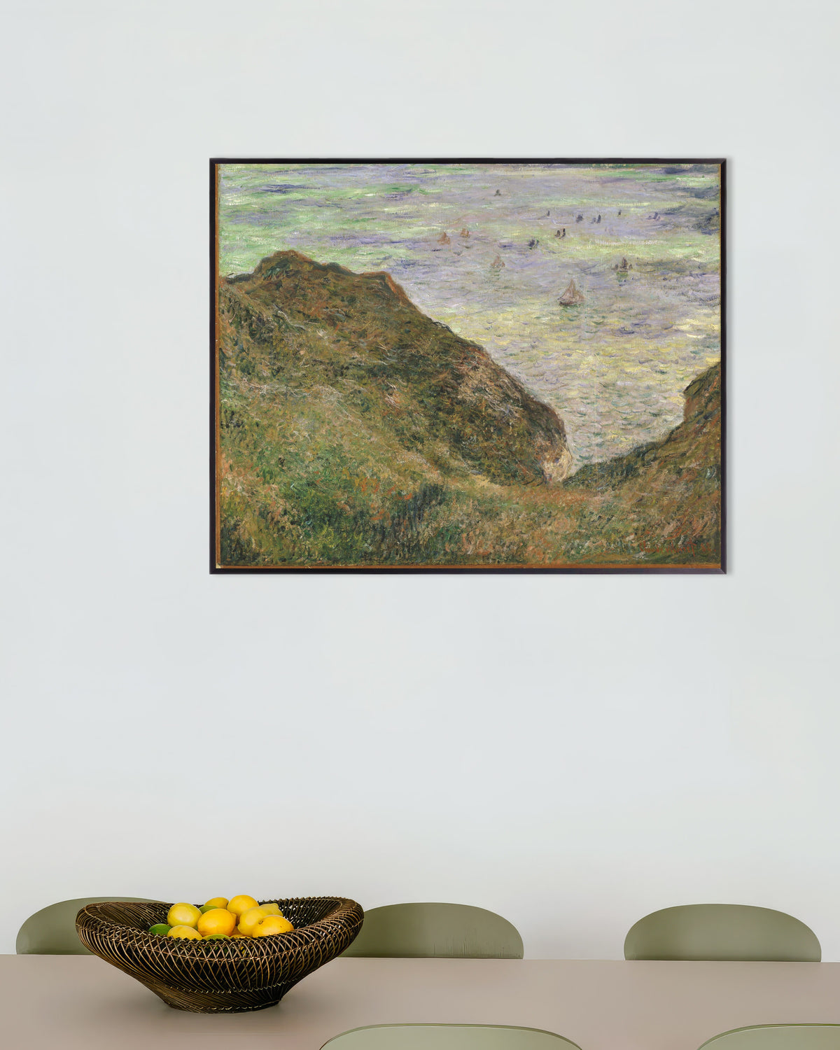Poster Veduta sul mare (1882) di Claude Monet con cornice in metallo