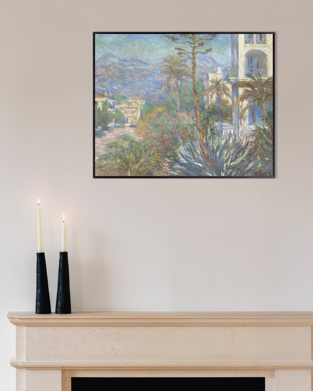 Poster Ville a Bordighera (1884) di Claude Monet con cornice in metallo