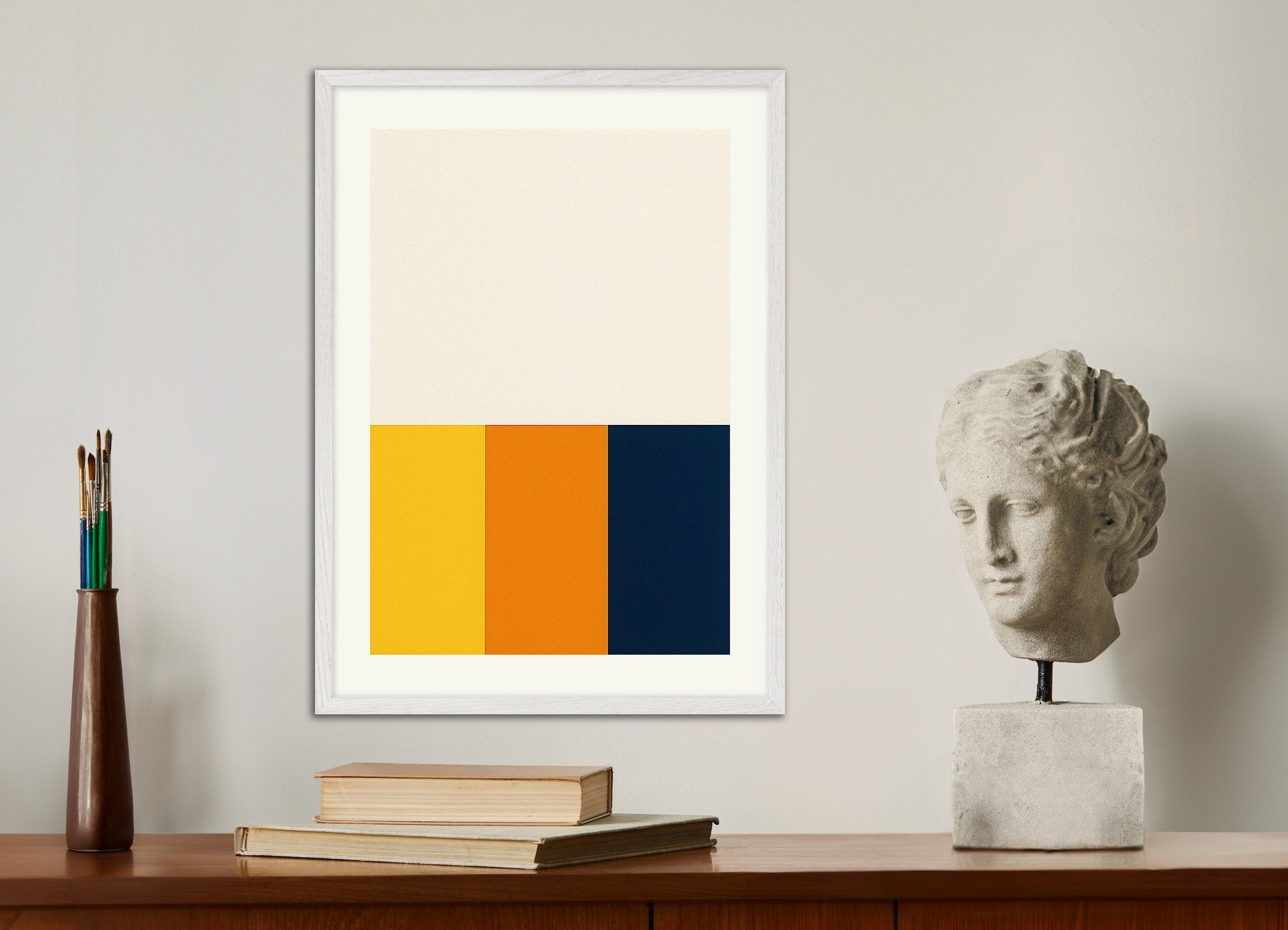 Poster of Vintage Colors Print, with white wooden frame