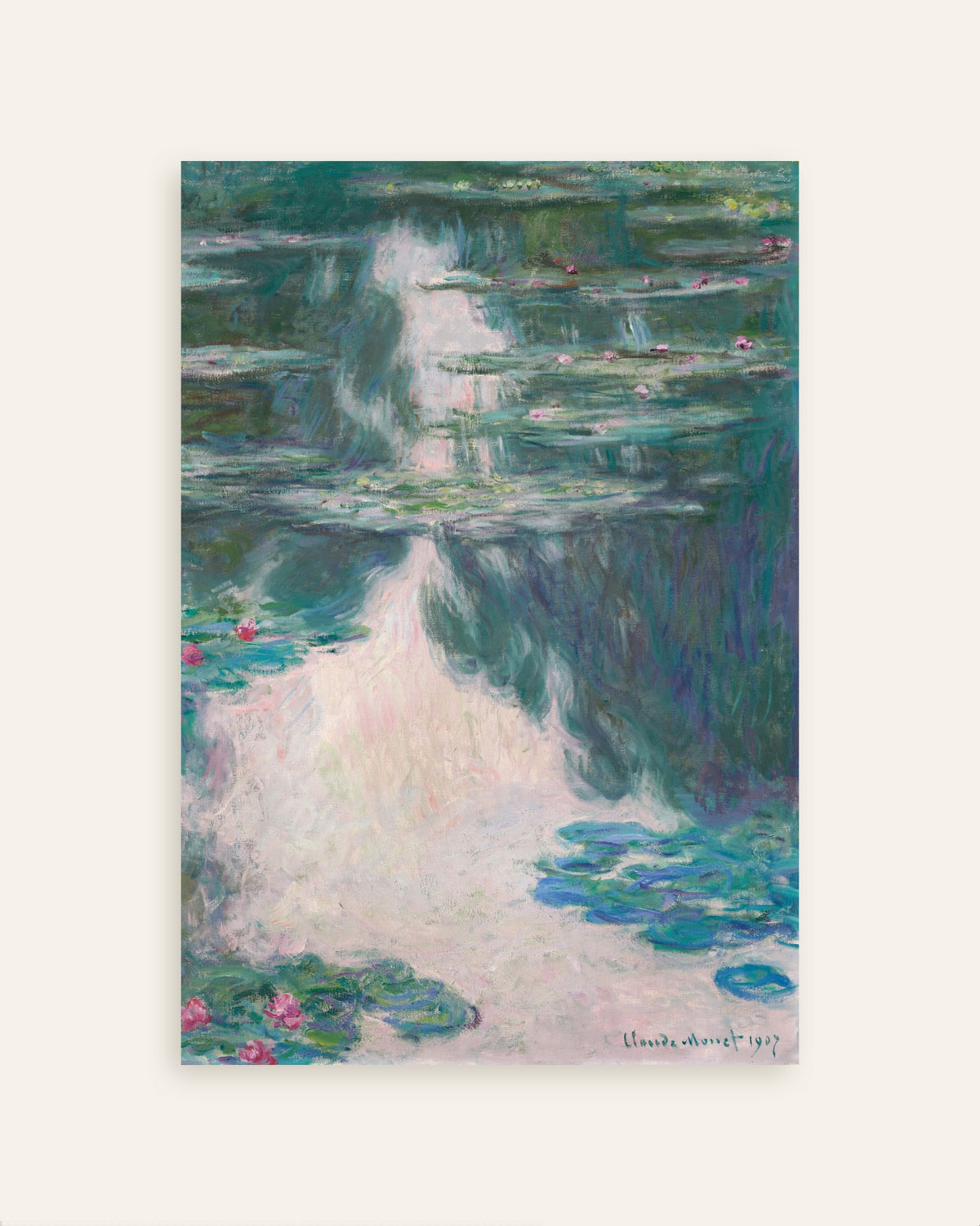 Poster Ninfee, tempo grigio (1907) di Claude Monet, miniatura