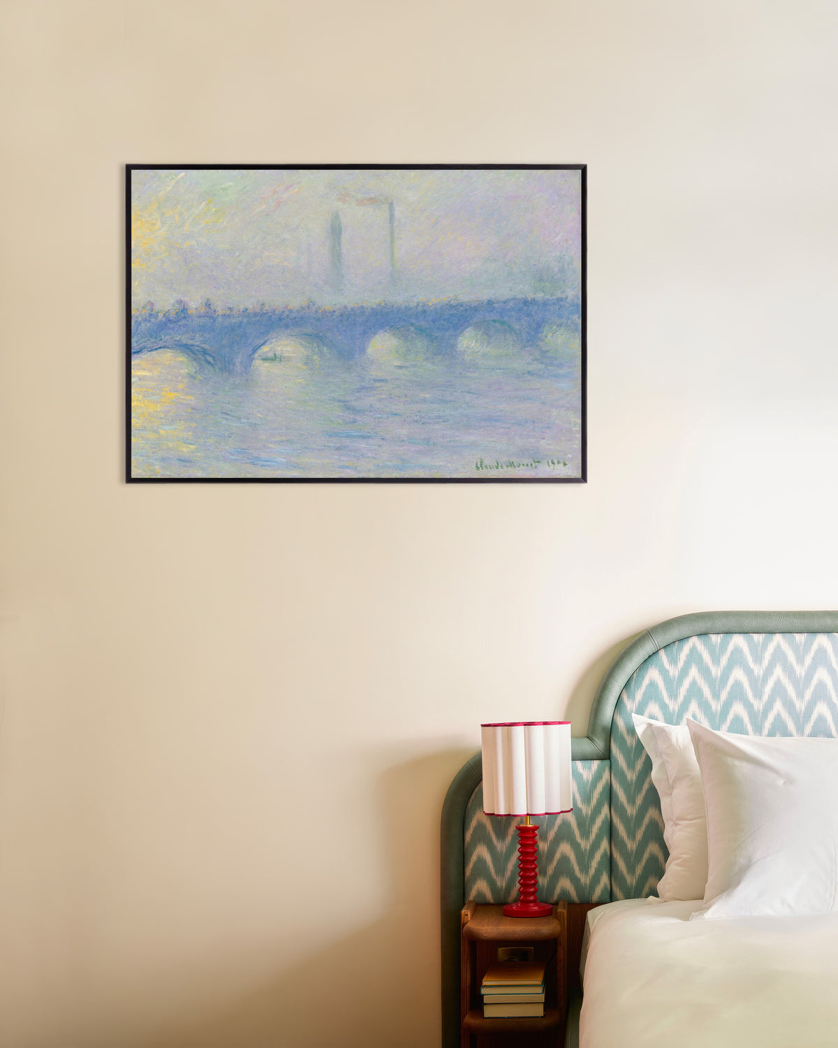 Poster Il ponte di Waterloo, effetto di nebbia (1904) di Claude Monet con cornice in metallo