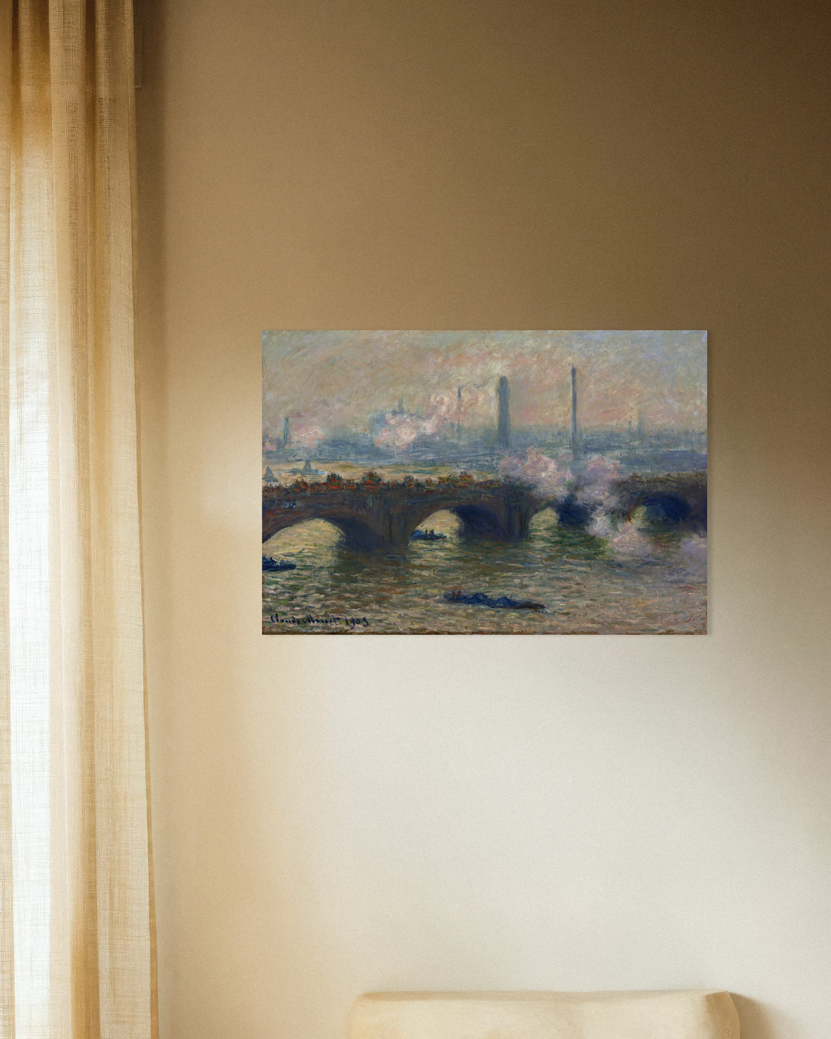 Poster Il ponte di Waterloo, giornata grigia (1903) di Claude Monet