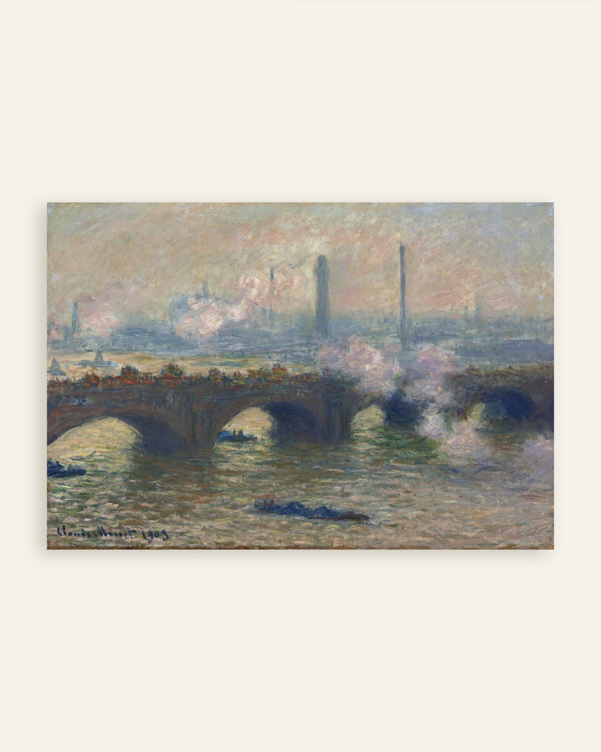 Poster Il ponte di Waterloo, giornata grigia (1903) di Claude Monet, miniatura