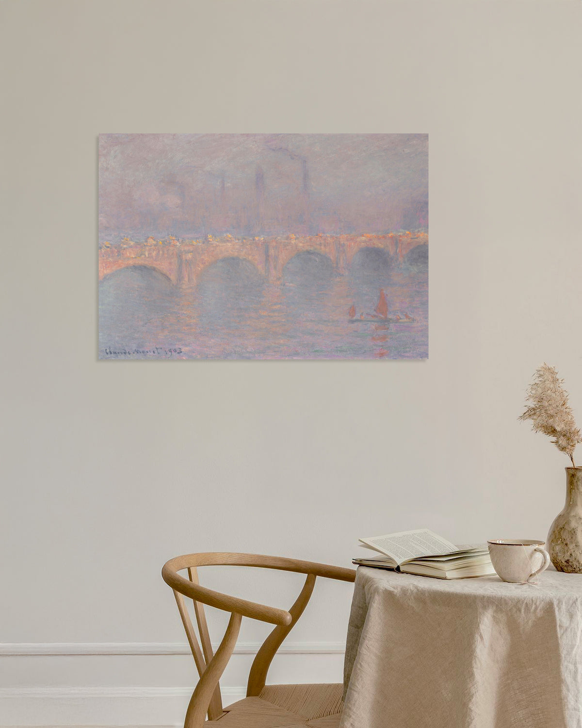 Poster Il ponte di Waterloo, sole velato (1899–1903) di Claude Monet