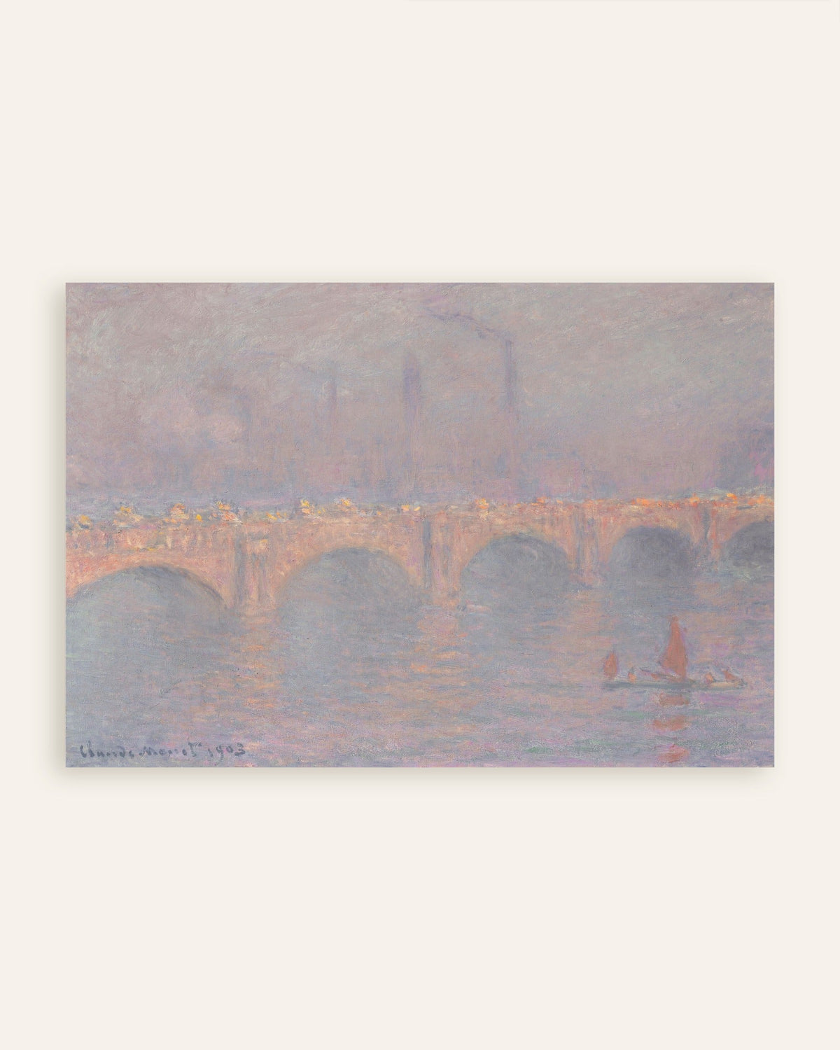 Poster Il ponte di Waterloo, sole velato (1899–1903) di Claude Monet, miniatura