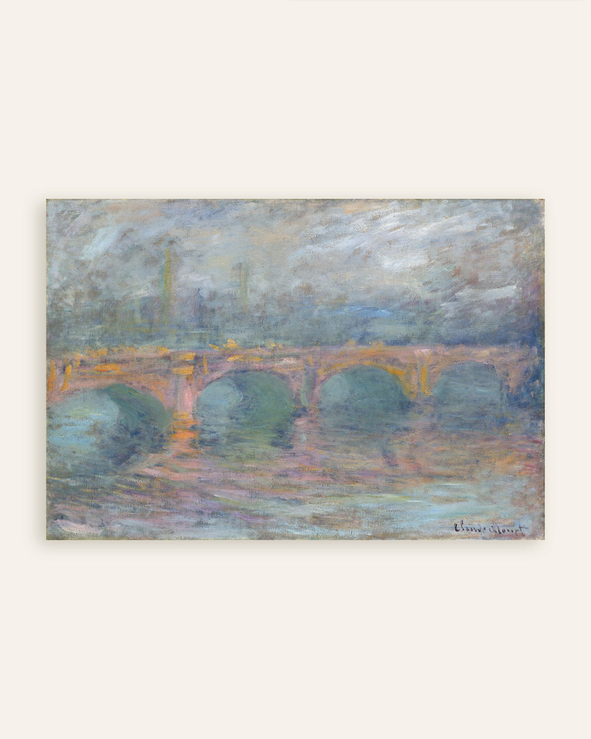 Poster Il ponte di Waterloo, Londra, al tramonto (1904) di Claude Monet, miniatura