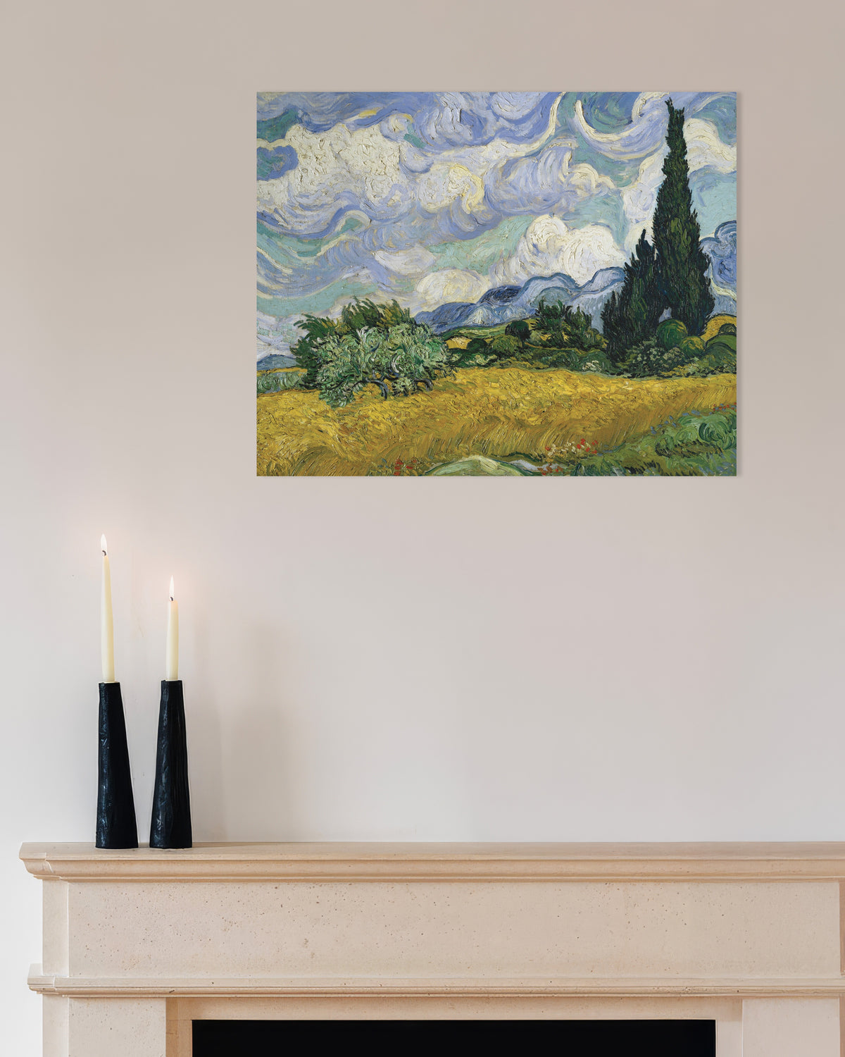 Poster di Campo di grano con cipressi (1889) di Vincent van Gogh