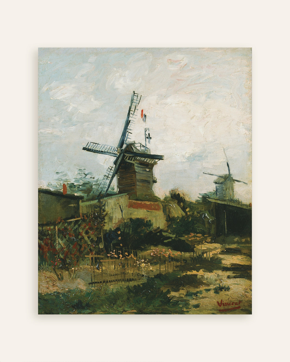 Poster di Mulini a vento a Montmartre (1886) di Vincent van Gogh, miniatura