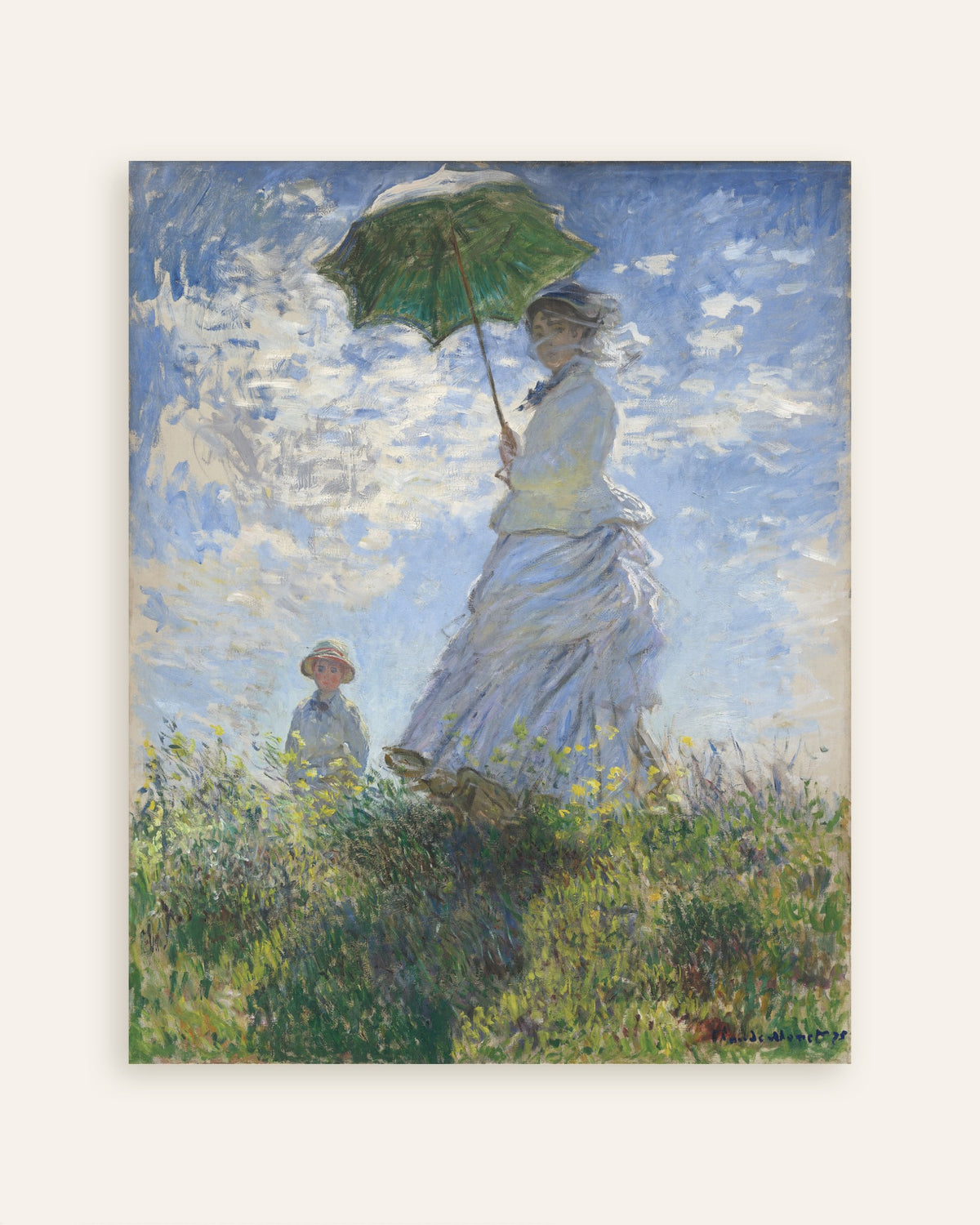 Poster Donna con parasole, Madame Monet e suo figlio (1875) di Claude Monet, miniatura