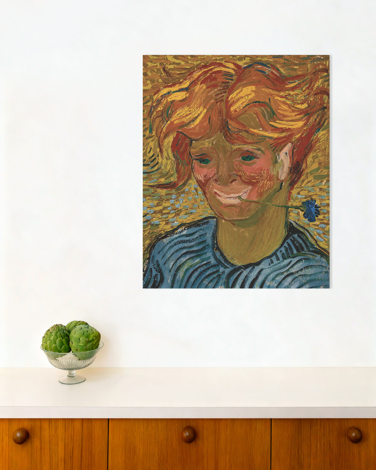 Poster di Giovane con fiordaliso (1890) di Vincent van Gogh
