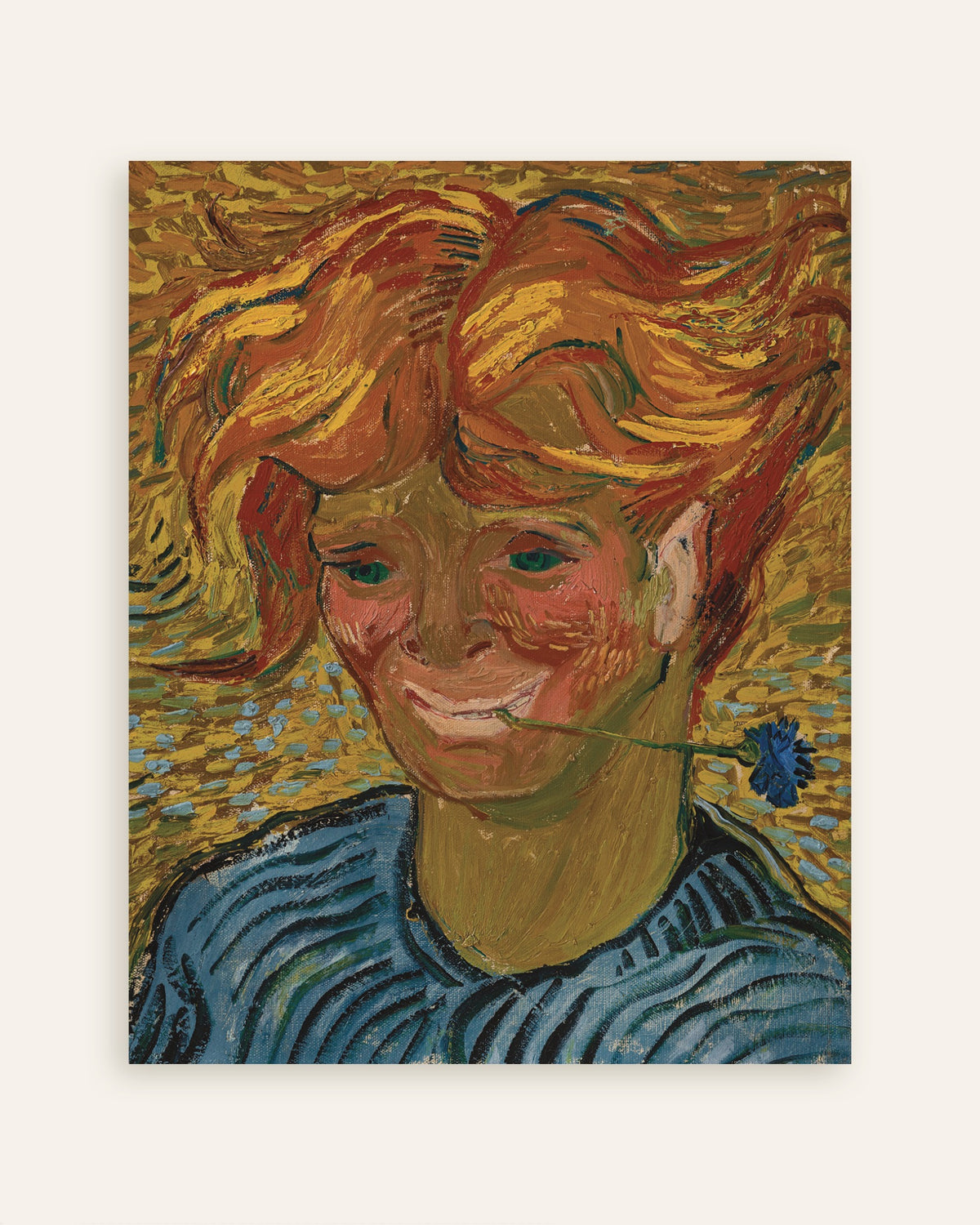 Poster di Giovane con fiordaliso (1890) di Vincent van Gogh, miniatura